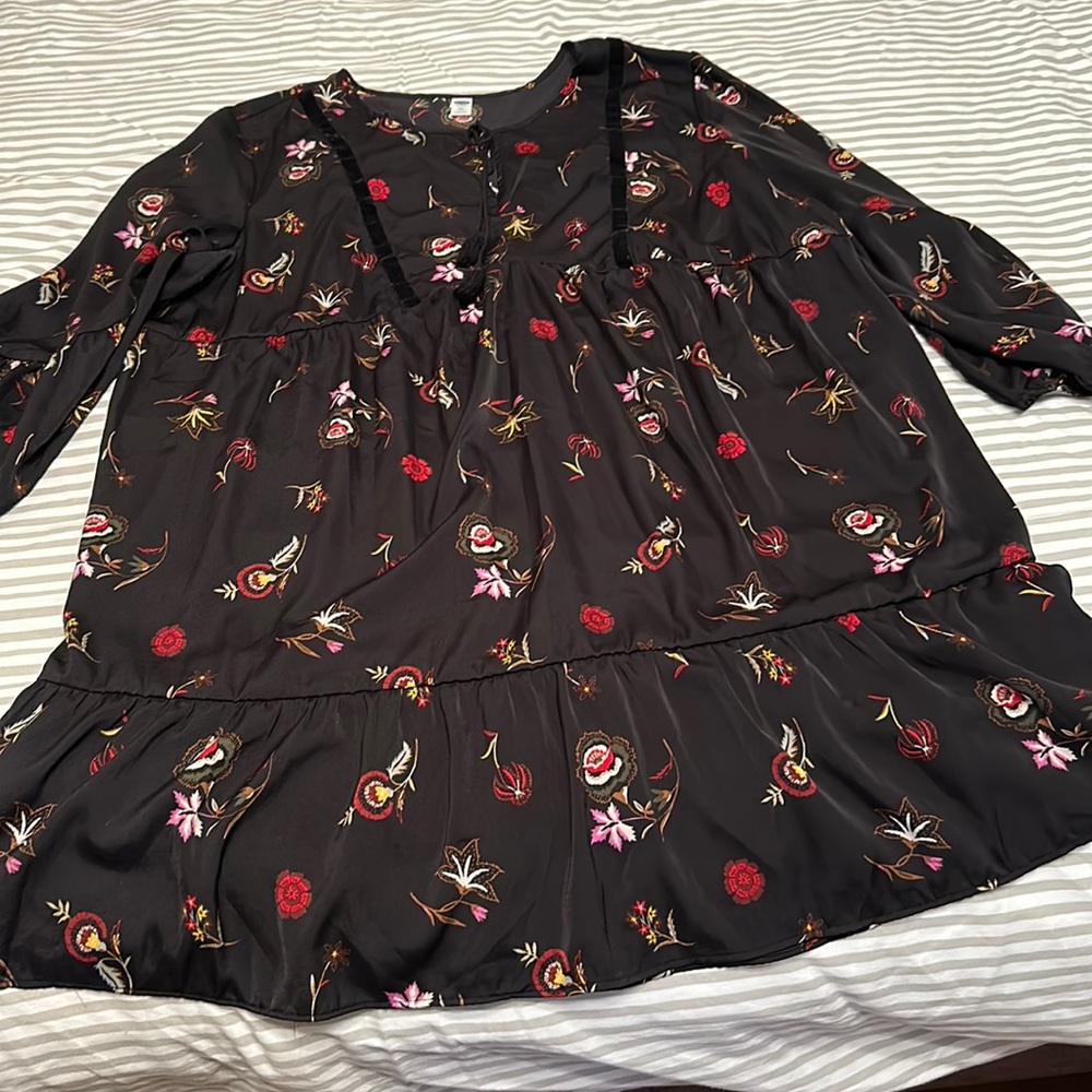Old Navy Floral Swing Dress Black XXL